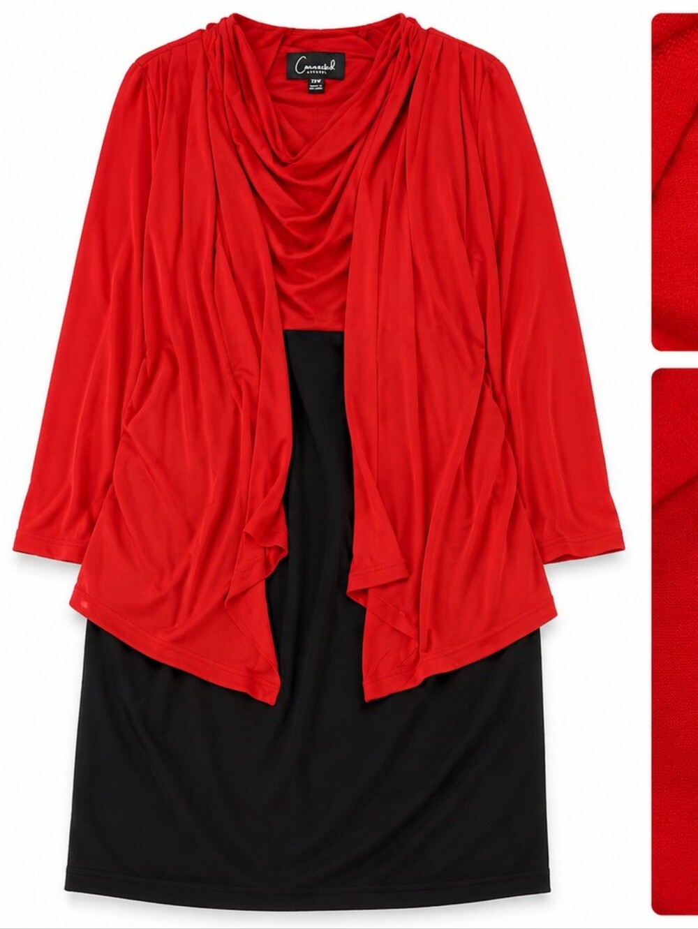 connected apparel Red Draped Open-Front Cardigan Cover-Up